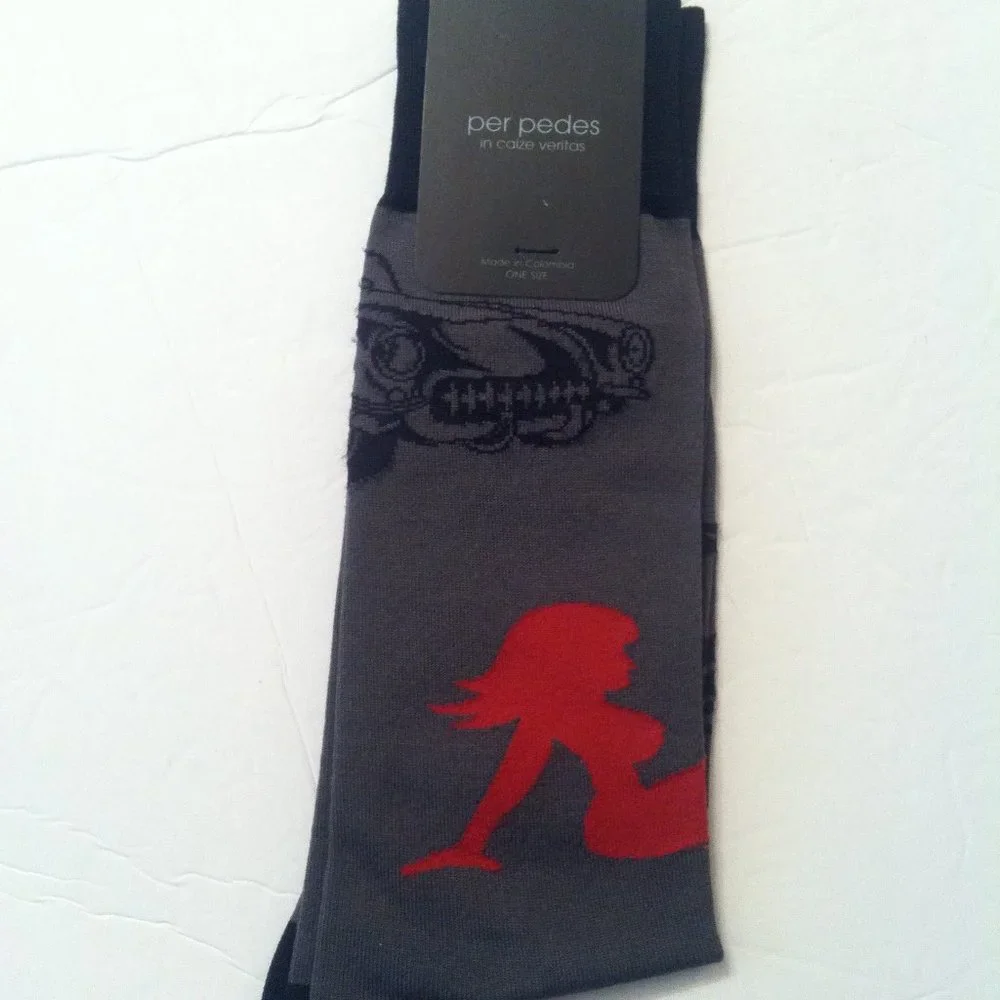 PER PEDES MENS NEW GRAY MERCERIZED COTTON BLEND DRESS SOCKS ONE SIZE - Picture 2 of 4